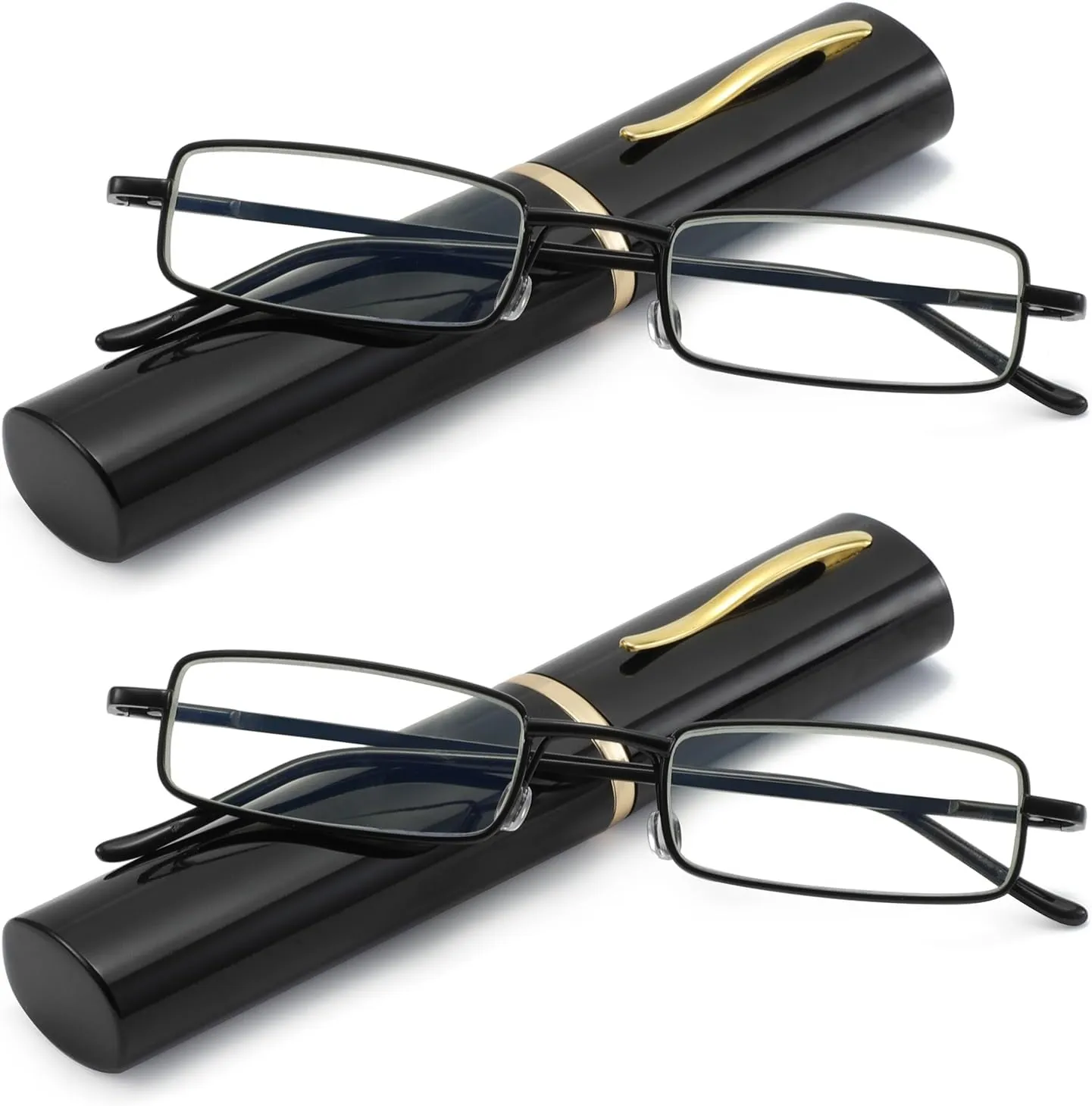 Blue Light Blocking Reading Glasses - Slim Pocket Readers with Pen Clip Case Mini Lightweight Readers