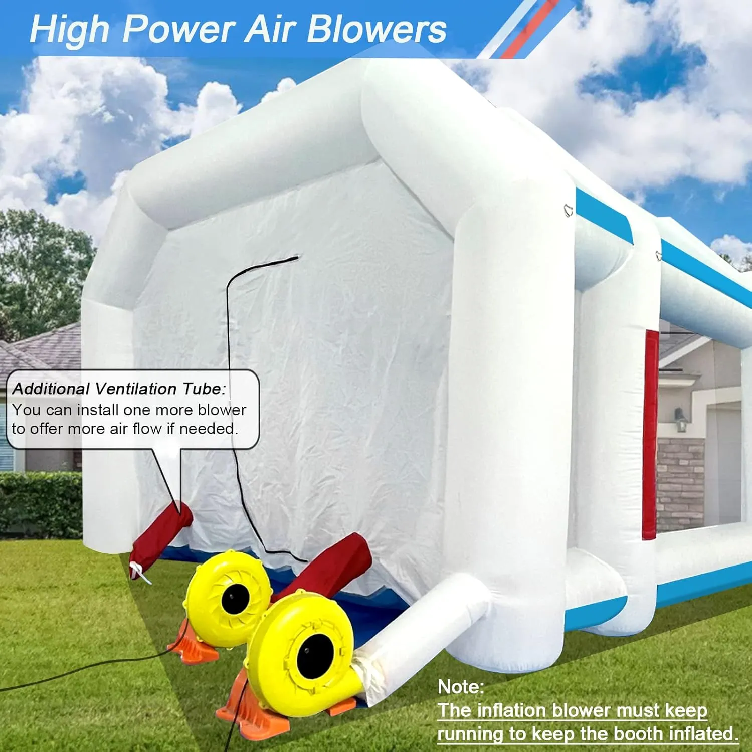 BONOOTH Inflatable Paint Booth 30x20x11.5Ft with 1100W 950W Blowers for Trucks and Other Big Items Painting, Portable Spray Paint Booth with High Efficient Air Exchange System