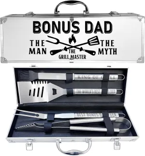 Bonus Dad Gifts, Fathers Day Bonus Dad Gifts for Him Heavy Duty Grilling Accessories Kit for Backyard BBQ, Thick Stainless Steel Grill Utensils with Non-Slip Handle Tool for Man on Birthday