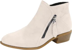 Boots for Women Ankle Booties Womens Boots Ankle Casual Comfy Side Zipper Boots Low Heel Walking Short Shoes
