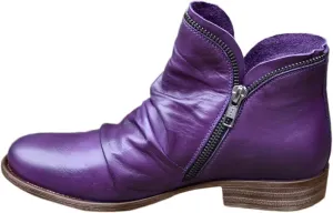 Boots for Women Ankle Booties Womens Leather Ankle Boots Casual Low Heel Side Zipper Short Booties Walking Shoes