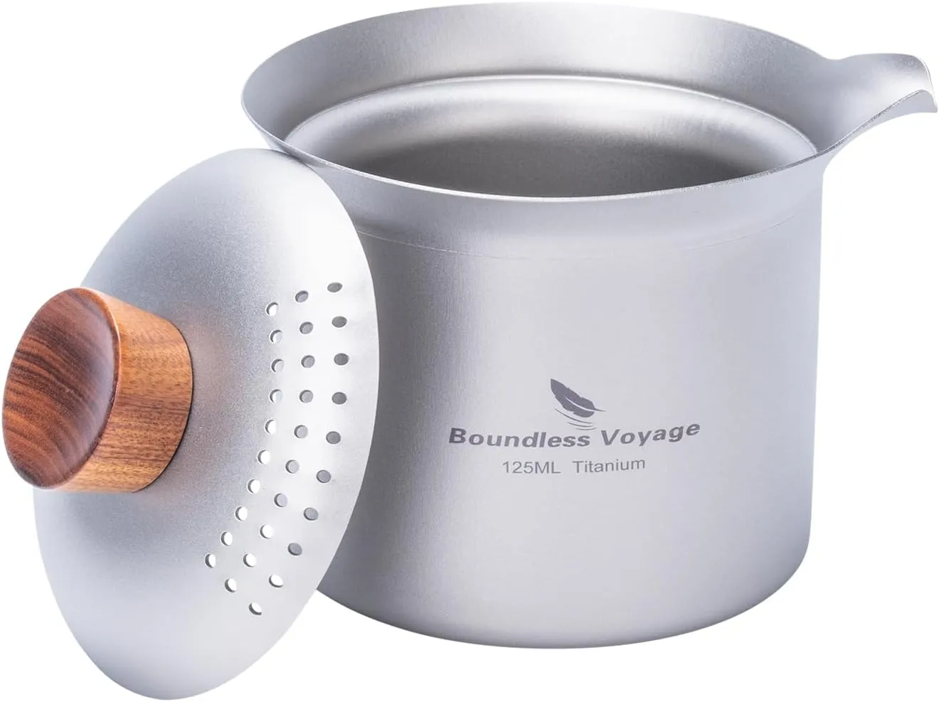 Boundless Voyage Titanium Teacup Double-Layer Tea Maker Outdoor Teapot Camping Mug Set Leightweight Drinking Cup for Backpacking Picnic Travel (Ti3145D-125ml)