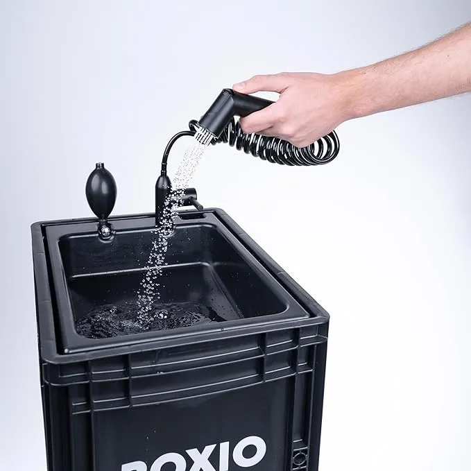BOXIO - SHOWER : Camping Shower Accessories - Must have for Camper, Survival, Beach and Outdoor Enthusiasts. Stay Clean and Comfortable with our camping gear, outdoor shower head, dog bath attachment