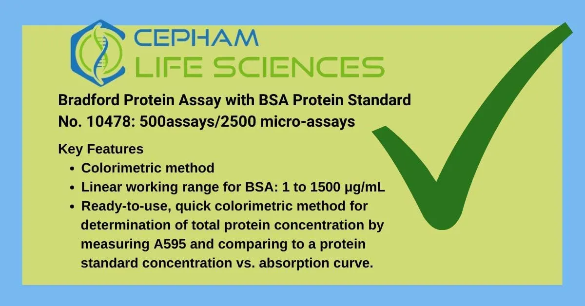 Bradford Protein Assay w/BSA Protein Standard, 500 Assays, 10478- by Cepham Life Sciences