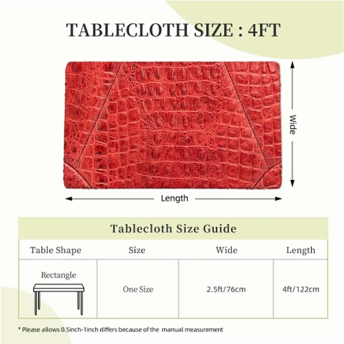 Brown Elastic Fitted Tablecloths, Crocodile Skin Designer Themed Art Waterproof Wipeable Table Covers for Indoor, Outdoor Animal Print Fits up 4 Foot Tables