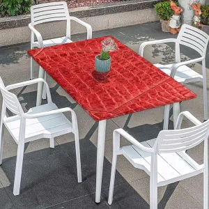 Brown Elastic Fitted Tablecloths, Crocodile Skin Designer Themed Art Waterproof Wipeable Table Covers for Indoor, Outdoor Animal Print Fits up 4 Foot Tables