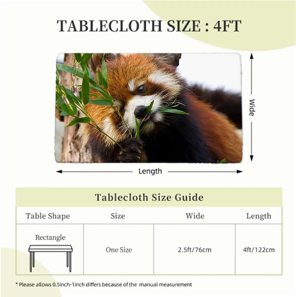 Brown Green Elastic Edge Fitted Table Cloth, Africa Panda Activity Eco Photo Waterproof Elastic Fitted Table Covers,Camping, Indoor, Outdoor Jungle Animals Fits up 4 Foot Tables