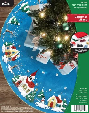 Bucilla Christmas Village Tree Skirt Felt Applique Kit Large