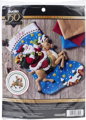 Bucilla Reindeer Santa Stocking Kit, Adult, Cotton, Holidays