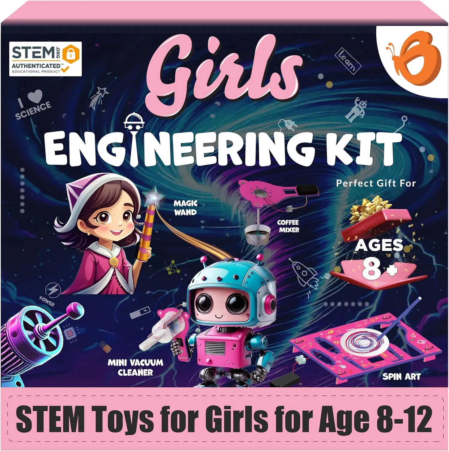 ButterflyEdufields 100  STEM Projects | Girls Mini Engineering Kit for Ages 8 10 12 15 Years | Ultimate DIY Science Experiments for Kids | Educational Engineering Toys Best Birthday Gift idea