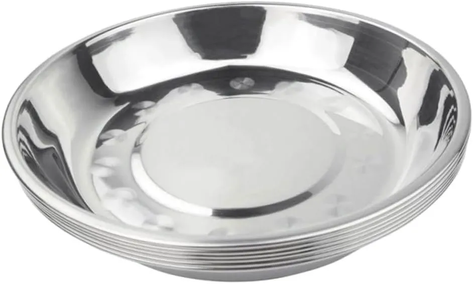 Cabilock 7pcs Stainless Steel Camping Food Plate Snack Dish for Bbq Outdoor Gatherings and Picnics Design Easy to Clean