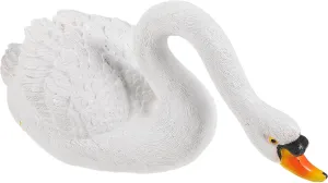 Cabilock White Resin Swan Figurine, Floating Simulation Swan Statue for Garden Pond, Realistic Garden Animal Sculpture Ornament for Balconies and Terraces
