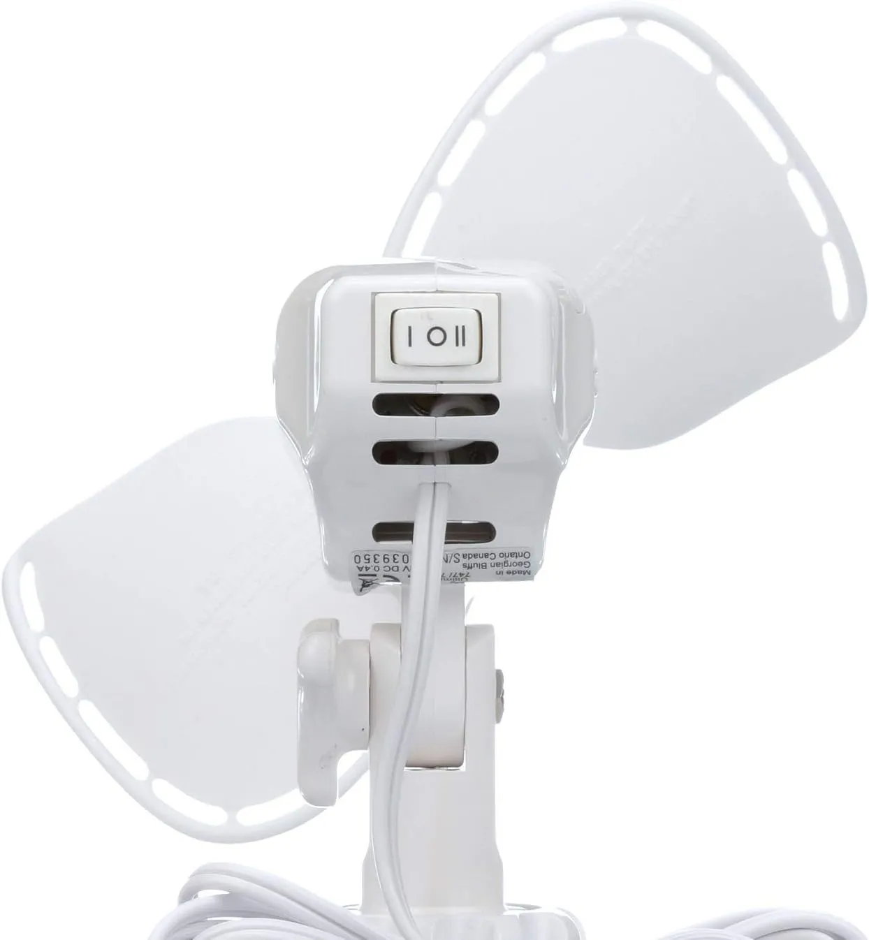 Caframo SEEKR by Caframo Fan. Grill-Less and Whisper Quiet. Shock-Absorbing FingerSafe Blade Design. 2 Speed. Made in Canada. Ultimate 747 White 24V
