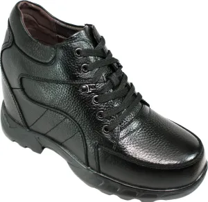Calden Men's Invisible Height Increasing Elevator Shoes - Black Pebble Grain Leather Lace-up Boots - K107216 - Size 8 D(M) US - 5.2 Inches Taller