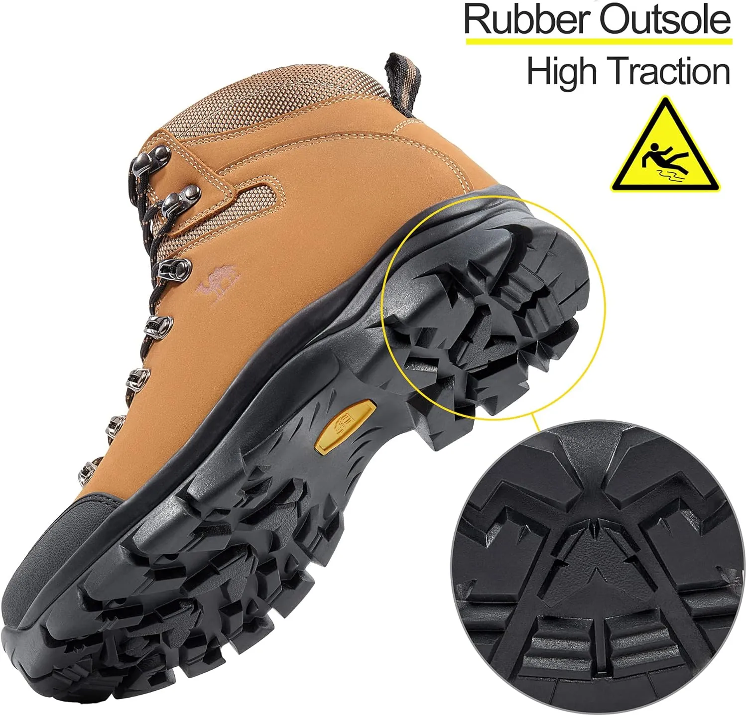 CAMEL CROWN Mens Hiking Boots Outdoor Trekking Backpacking Boot Mid Hiker Boot for Men Genuine Leather