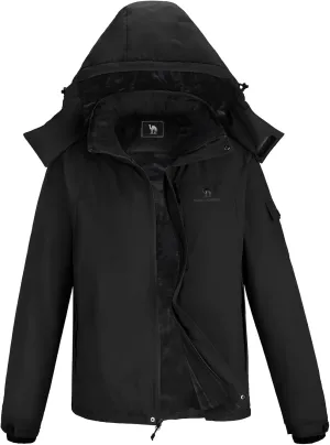 CAMEL CROWN Mens Winter Coat Waterproof Ski Jacket with Fleece Lining Warm Windproof for Snow Rain Outdoor Hiking Mountain