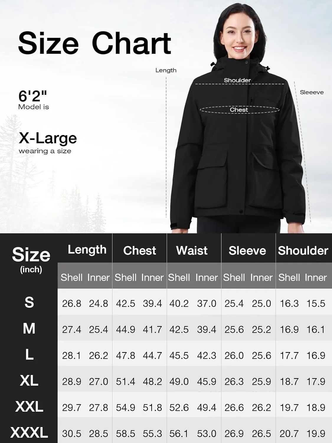 CAMEL CROWN Women's Ski Jacket 3 in 1 Winter Jacket Waterproof Jacket Windbreaker Snow Coat with Inner Warm Fleece Coat