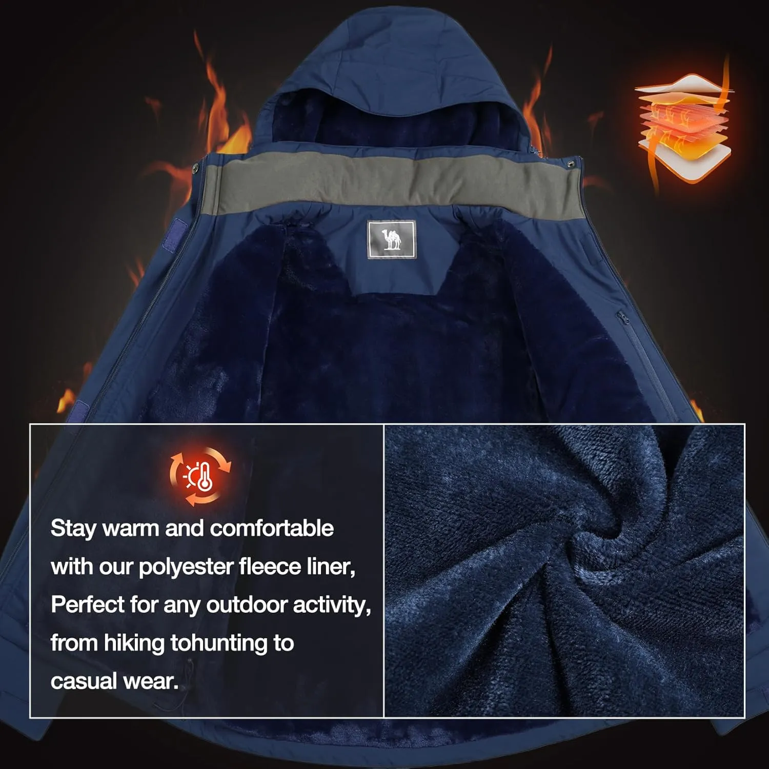 CAMEL CROWN Women's Ski Jacket Waterproof Winter Mountain Coat Warm Fleece Windbreaker Hooded Raincoat Snowboarding Jackets