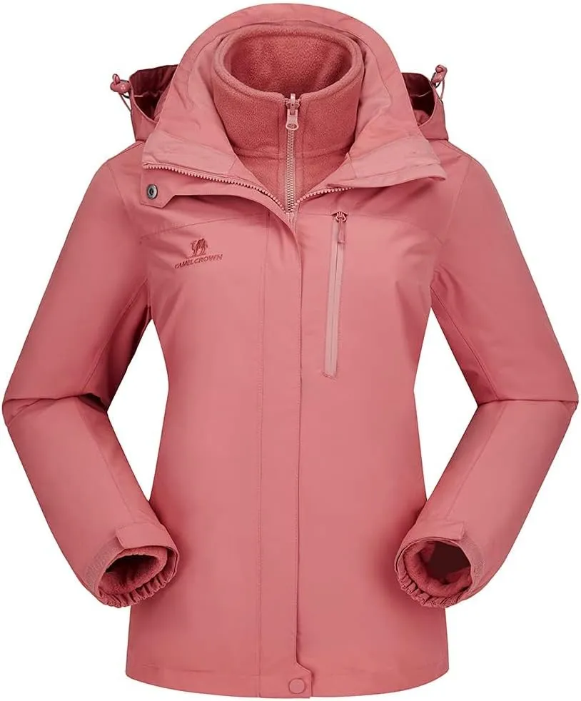CAMEL CROWN Women's Waterproof Ski Jacket 3 in 1 Winter Coat Windbreaker Snowboard Jackets for Rain Snow Outdoor Hiking