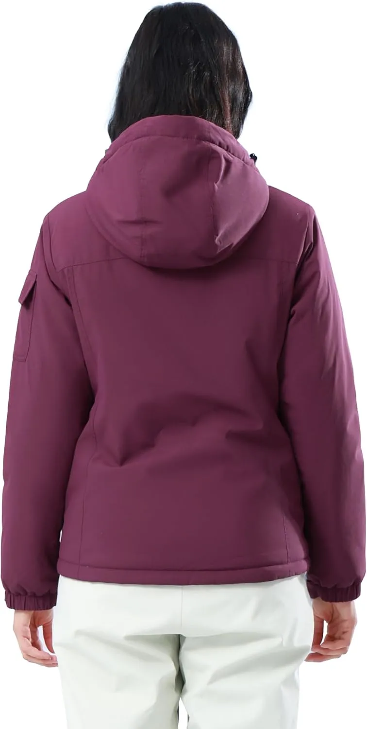 CAMEL CROWN Women's Waterproof Ski Jacket Warm Winter Snow Coat Hiking Windbreaker Hooded Outdoor Snowboarding Jacket