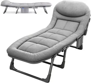 Camping Cot, Upgrade Sturdy Camping Bed, for Sleeping Support 300lb, Folding Cot with Side Pocket, Ultralight Backpacking Cot for Travel