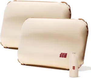 Camping Pillow with Memory Foam, Self-Inflating Portable Ultralight Inflatable Pillow for Neck Lumbar Support - Upgrade Backpacking Pillow - Travel Air Pillows for Hiking/Backpacking(L-2 pack)