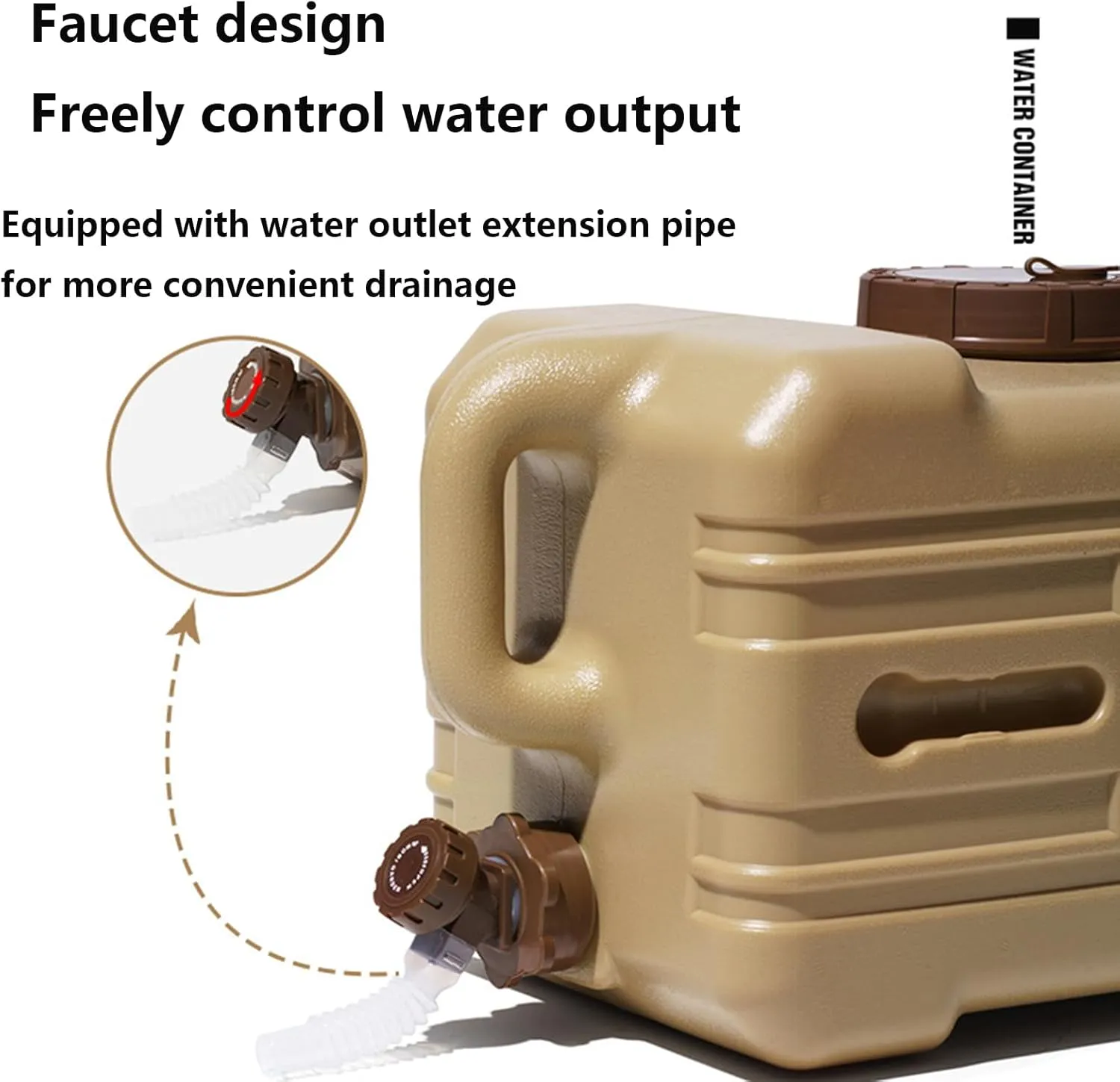 Camping Water Containers with Tap Portable Food Grade PE Water Tank with Pipe and Replacement Cover Bpa Free Water Jug with Spigot Portable Emergency Water Storage for Vehicle Car Hiking