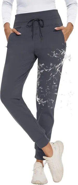 CAMPSNAIL Fleece Lined Joggers Women - Water Resistant Thermal Winter Sweatpants Running Hiking Yoga with Pockets