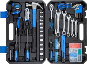CARTMAN 180 Piece Socket Wrench Auto Repair Tool Combination Package Mixed Tool Set Hand Tool Kit with Plastic Toolbox Storage Case
