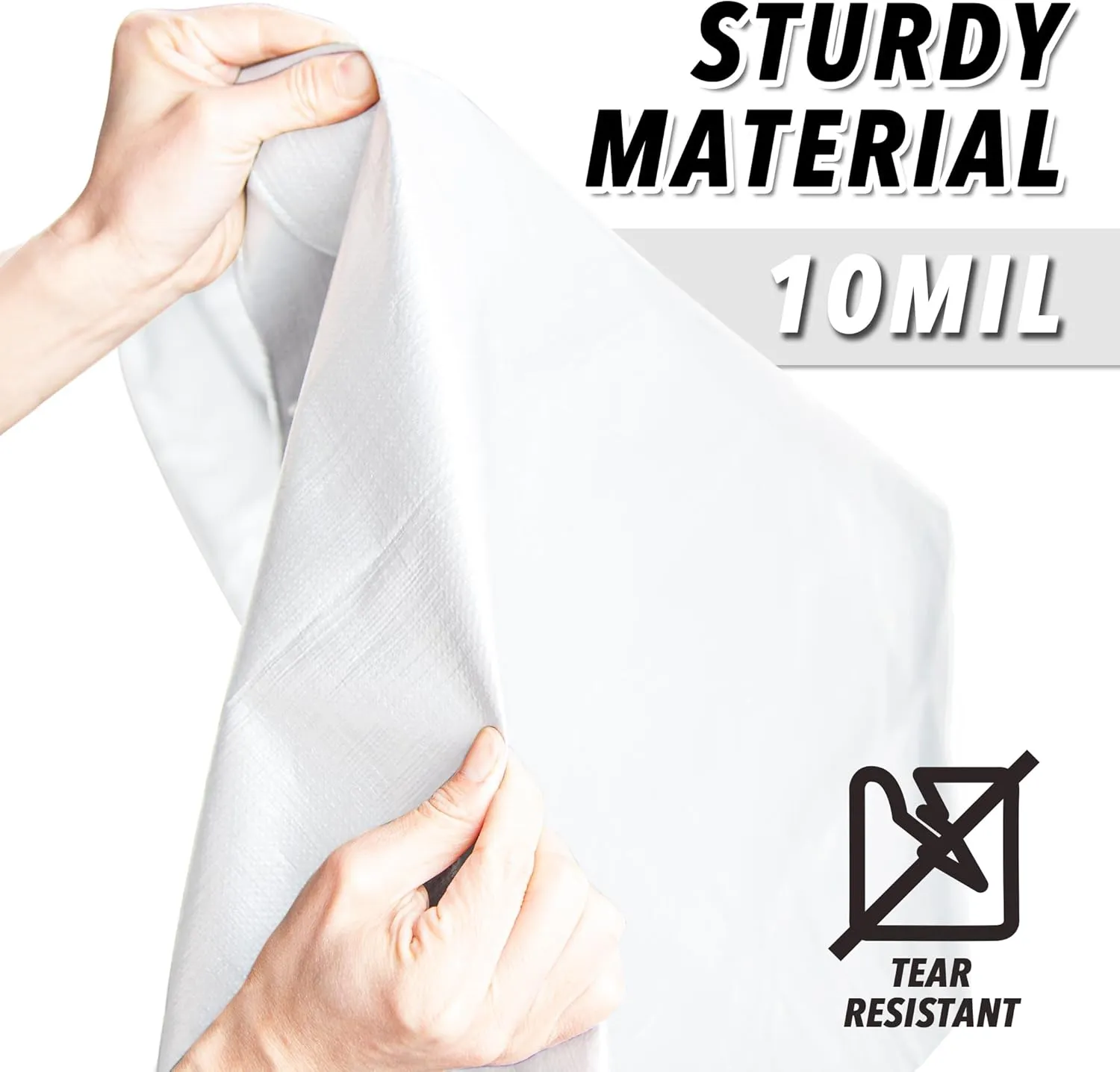 CARTMAN Finished Size 10x12 Feet 10 Mil White Heavy Duty Poly Tarp, Multipurpose Protective Cover, UV Resistant, Waterproof Poly Tarpaulin with Reinforced Edges Tarpaulin with Reinforced Edges