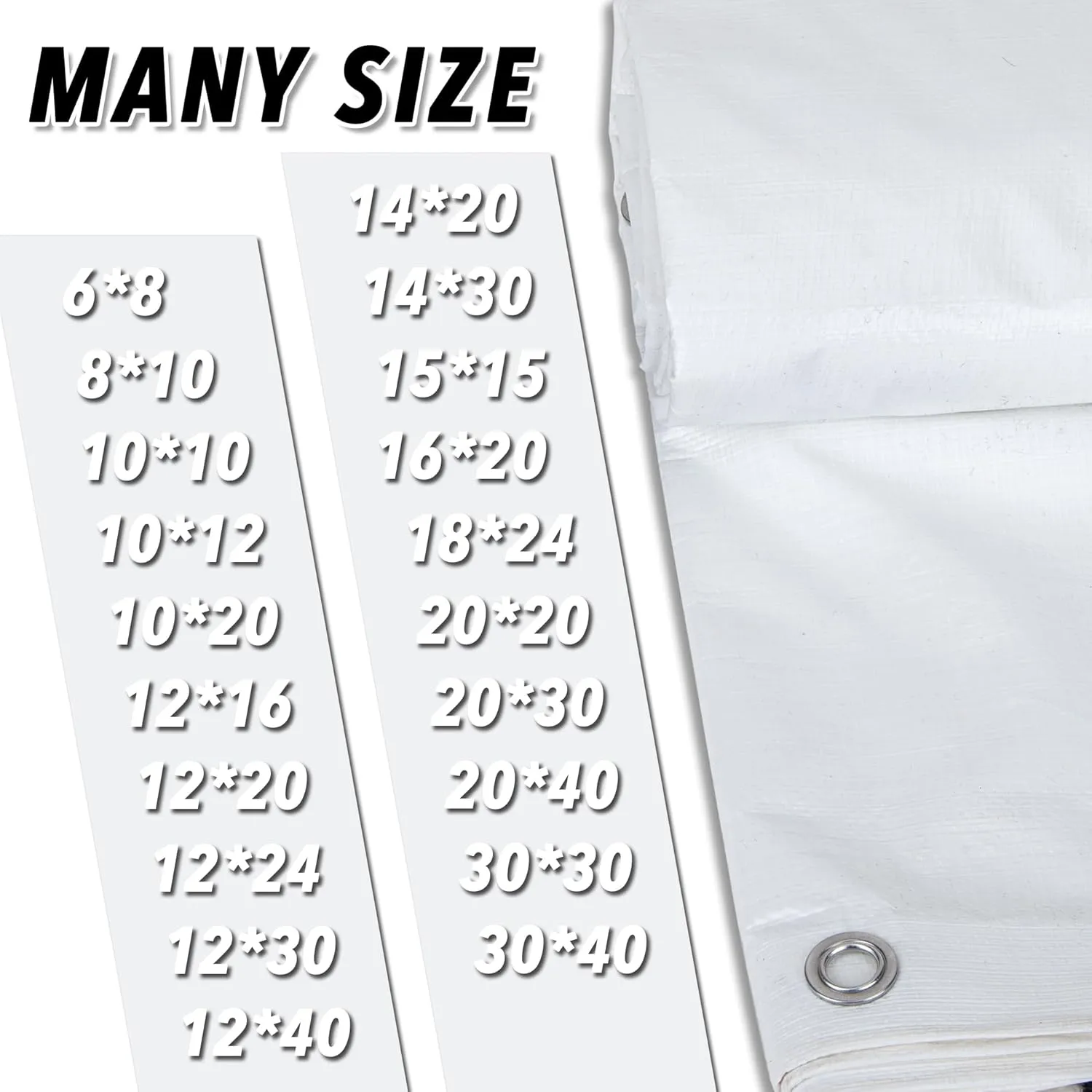 CARTMAN Finished Size 10x12 Feet 10 Mil White Heavy Duty Poly Tarp, Multipurpose Protective Cover, UV Resistant, Waterproof Poly Tarpaulin with Reinforced Edges Tarpaulin with Reinforced Edges