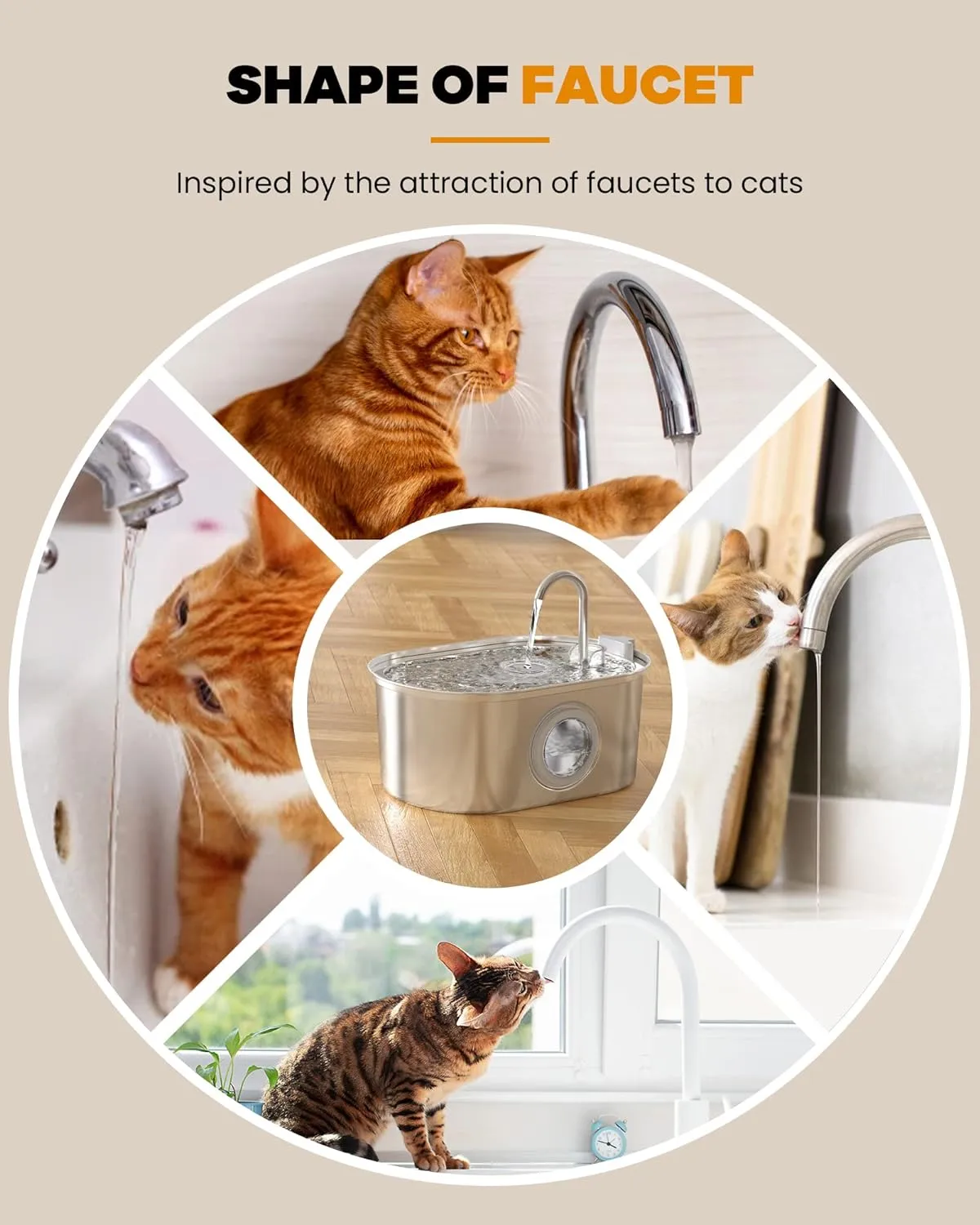 Cat Water Fountain Stainless Steel: with 8pcs Carbon Filter   8pcs Sponge 108oz/3.2L Pet Water Fountain Cat Fountain - Water Fountain for Cats Inside with Water Level Window Quiet Pump SOOFPET