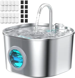 Cat Water Fountain with 10 Filters   10 Sponges,Pet Fountains Cats Automatic Waterer Bowls for Drinking Small Dog Water Dispenser Indoor Metal Pets Water Faucet Bottle Kitty Watering Supplies