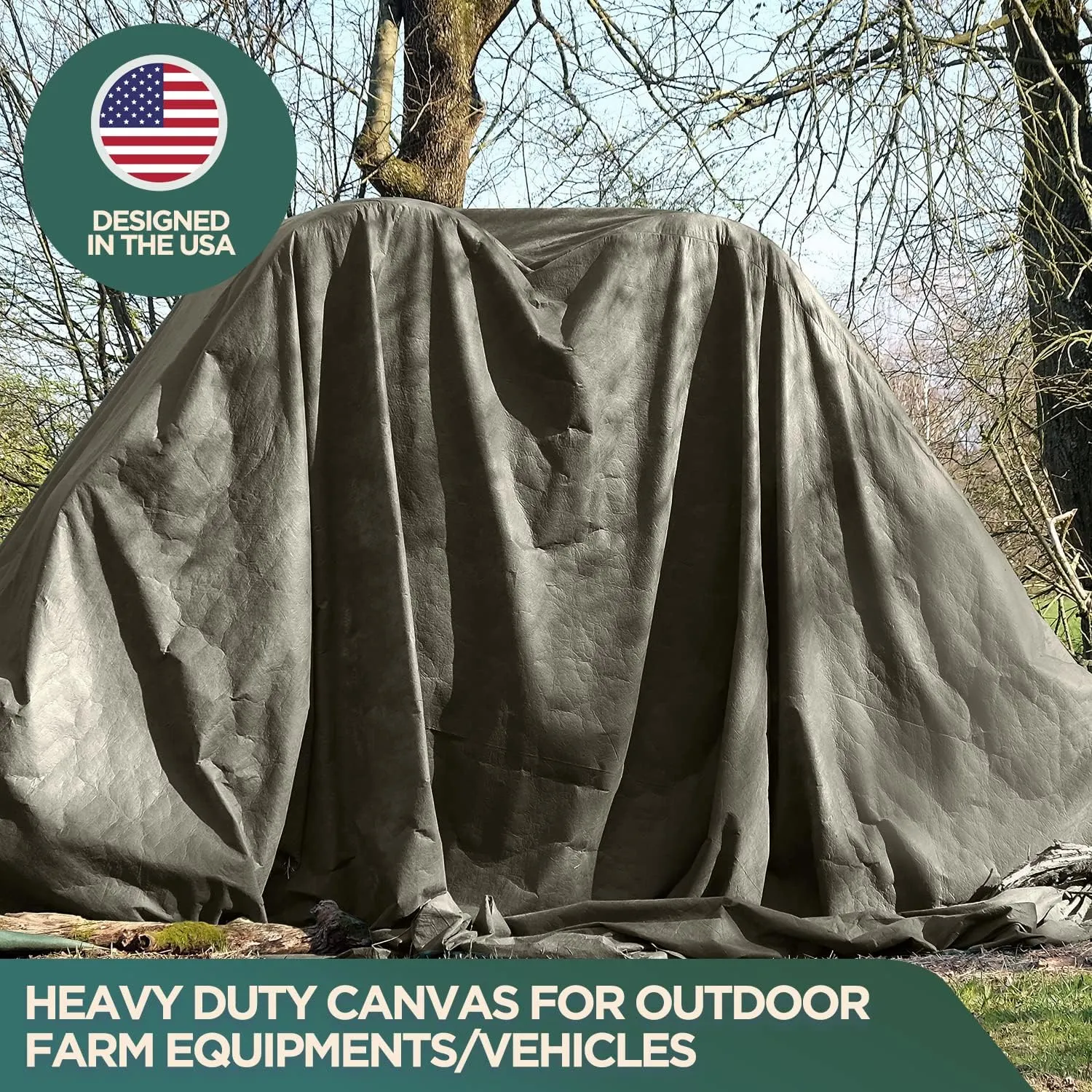 CCS Waterproof Iron Horse Canvas Tarp – Heavy Duty Silicone-Treated Polyester Tarpaulin with Rustproof Grommets for Awnings, Camping, Construction, Equipment Cover & Outdoor Use (Black, 8x10 Ft)