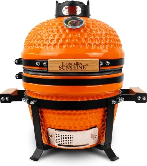 Ceramic Charcoal BBQ Kamado Grill Smoker - Portable Tabletop Cadet Series -Orange