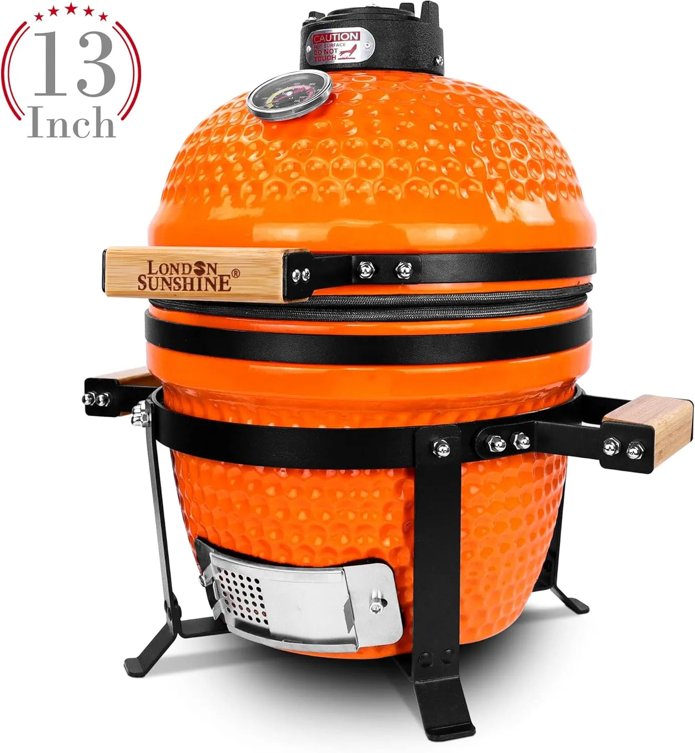 Ceramic Charcoal BBQ Kamado Grill Smoker - Portable Tabletop Cadet Series -Orange