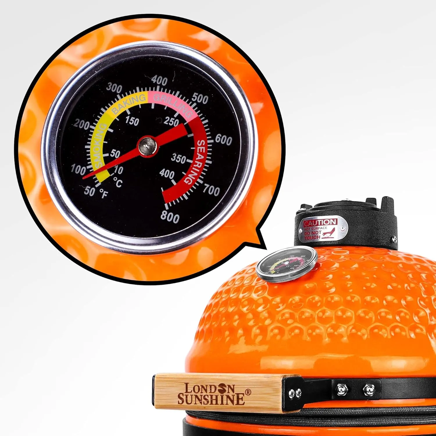 Ceramic Charcoal BBQ Kamado Grill Smoker - Portable Tabletop Cadet Series -Orange