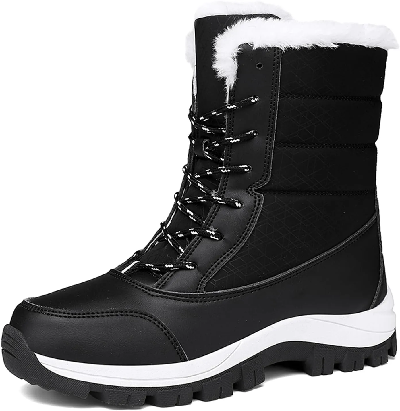 CERYTHRINA Womens Waterproof Booties Lightweight Winter Fur Lined Walking Boots Anti-Slip Outdoor Snow Boots