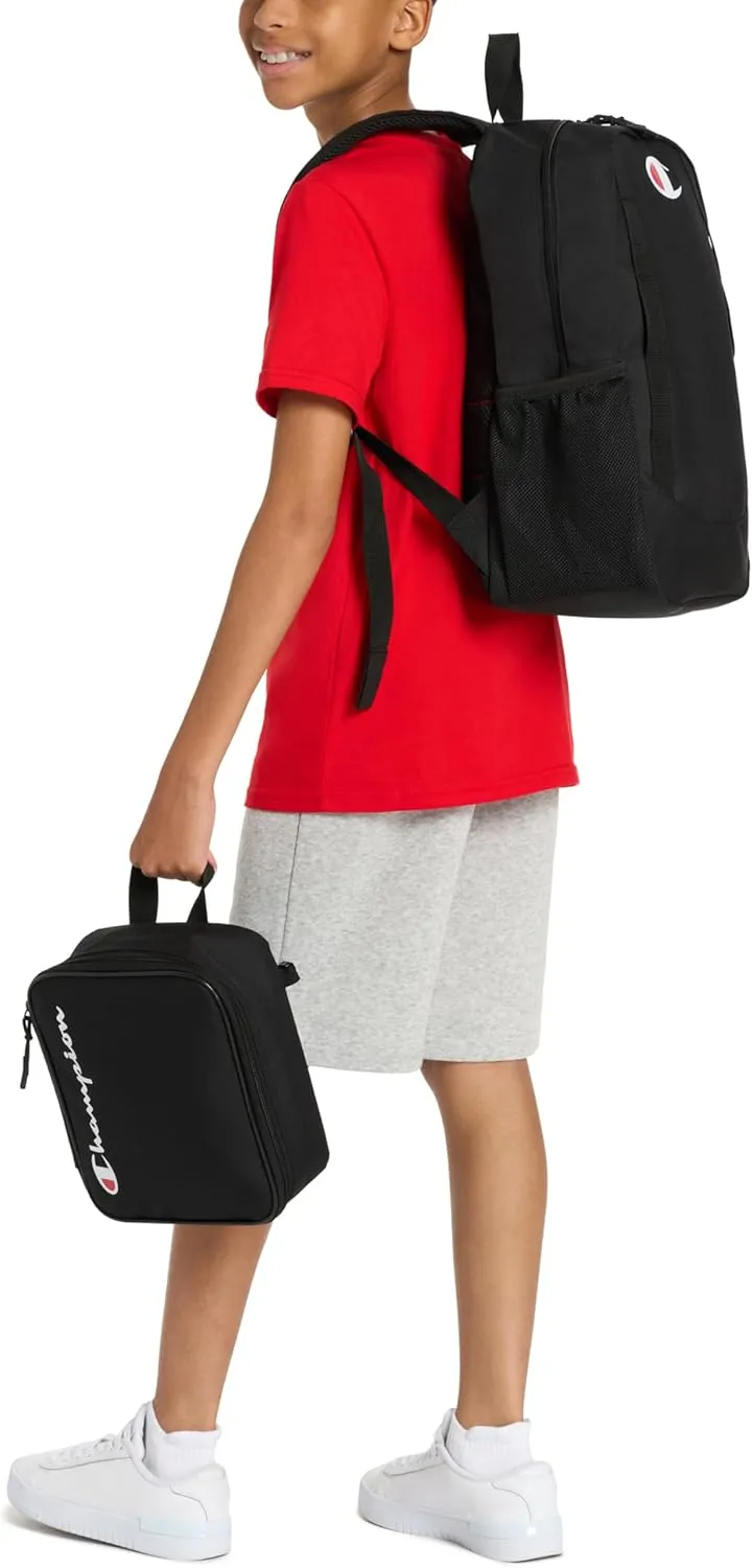 Champion Mode Lunch Kit & Backpack Combo, Black/Grey, One Size
