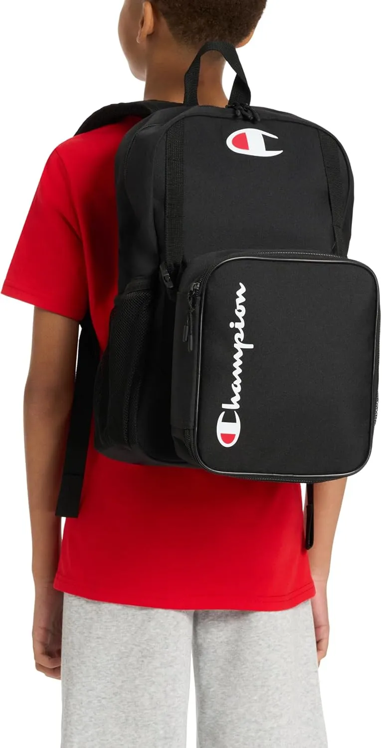 Champion Mode Lunch Kit & Backpack Combo, Black/Grey, One Size