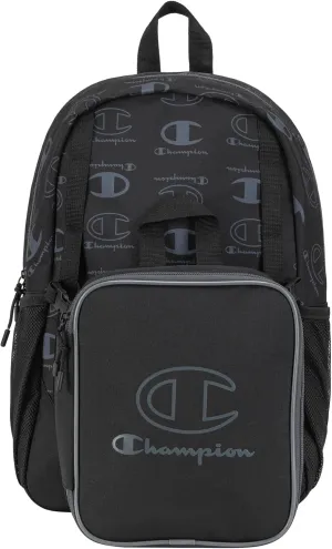 Champion Mode Lunch Kit & Backpack Combo, Black/Grey, One Size
