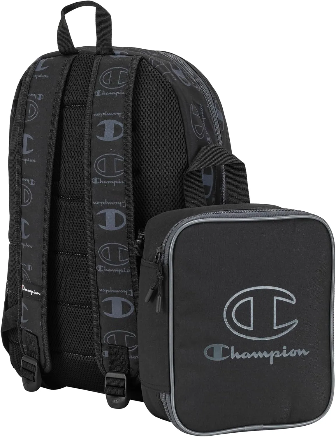 Champion Mode Lunch Kit & Backpack Combo, Black/Grey, One Size