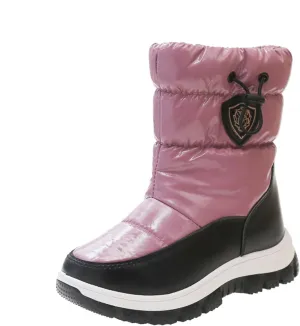 Childrens Thick Snow Boots Kids Fashion Outdoor Ski Shoes Winter 𝐖aterproof Comfy Warm Leather Flat Booties Ankle