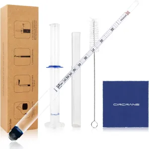 Circrane 0-200 Proof & Tralle Alcohol Hydrometer with Glass Test Jar Kit, Accurate Tester & Glass Cylinder for Liquor, Distilling Moonshine Alcoholmeter Set