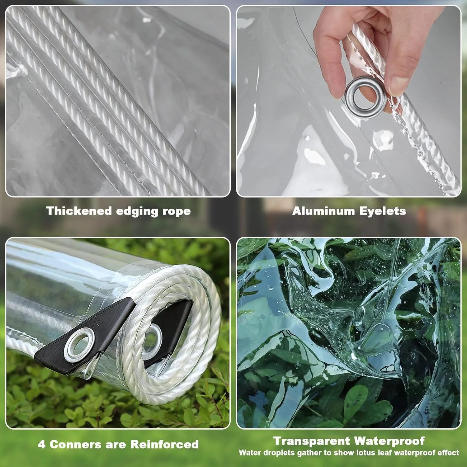 Clear Tarps Heavy Duty: PVC Thicken Transparent Tarpaulin Windproof Waterproof UV Resistant Rip and Tear Durable Plastic Vinyl Tarp with Metal Grommets for Pavilion, Chicken,Porch 1-Pack