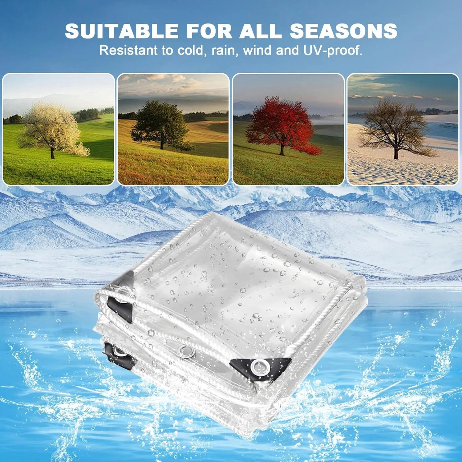 Clear Tarps Heavy Duty: PVC Thicken Transparent Tarpaulin Windproof Waterproof UV Resistant Rip and Tear Durable Plastic Vinyl Tarp with Metal Grommets for Pavilion, Chicken,Porch 1-Pack
