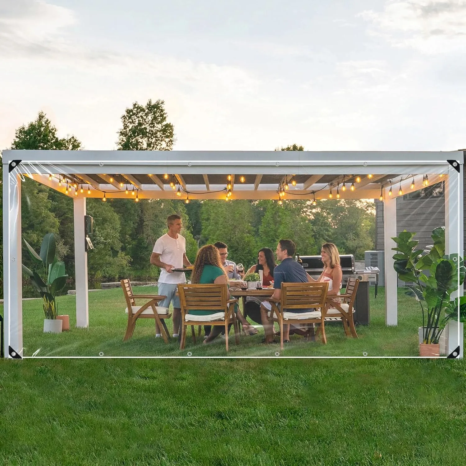 Clear Tarps Heavy Duty: PVC Thicken Transparent Tarpaulin Windproof Waterproof UV Resistant Rip and Tear Durable Plastic Vinyl Tarp with Metal Grommets for Pavilion, Chicken,Porch 1-Pack