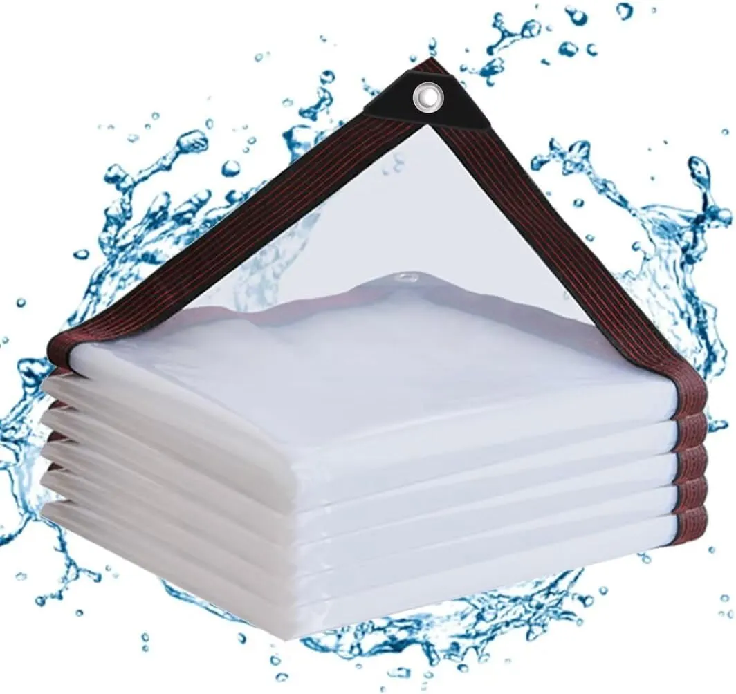 Clear Tarps with Grommets 6x6ft,Heavy Duty Waterproof Tarp Cover,Transparent PVC Vinyl Tarpaulin for Outdoor,Plant,Garden,Chicken Coop,Patio