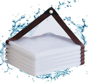 Clear Tarps with Grommets 6x6ft,Heavy Duty Waterproof Tarp Cover,Transparent PVC Vinyl Tarpaulin for Outdoor,Plant,Garden,Chicken Coop,Patio