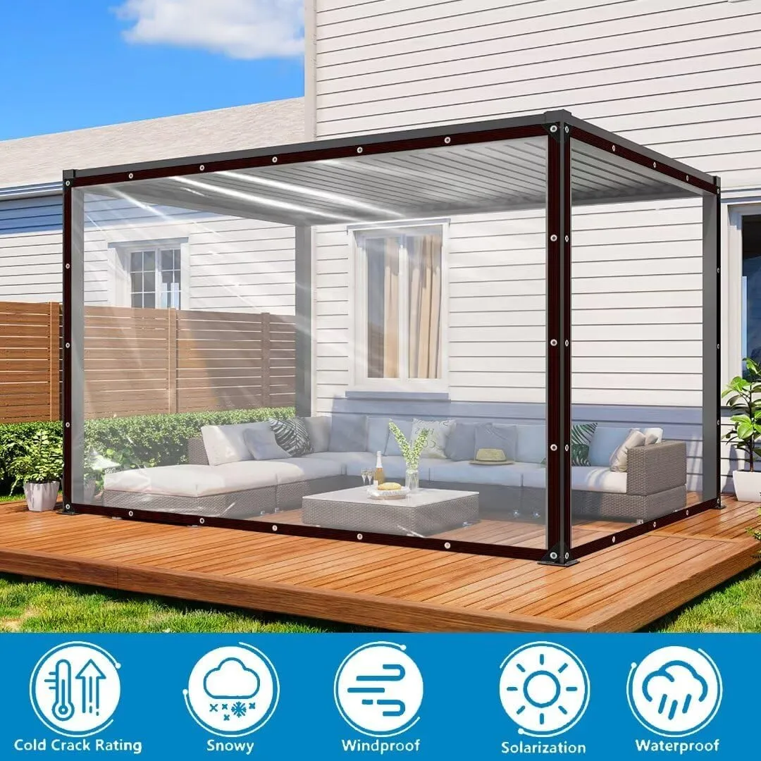 Clear Tarps with Grommets 6x6ft,Heavy Duty Waterproof Tarp Cover,Transparent PVC Vinyl Tarpaulin for Outdoor,Plant,Garden,Chicken Coop,Patio
